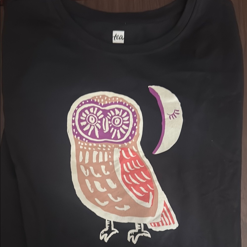 NWT..Black Tee with Owl and Moon Design